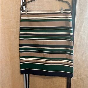 Talbots Green and Brown Striped Pencil Skirt